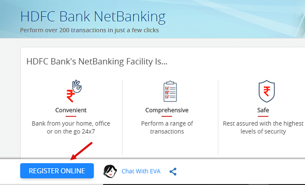 Registration of HDFC NetBanking